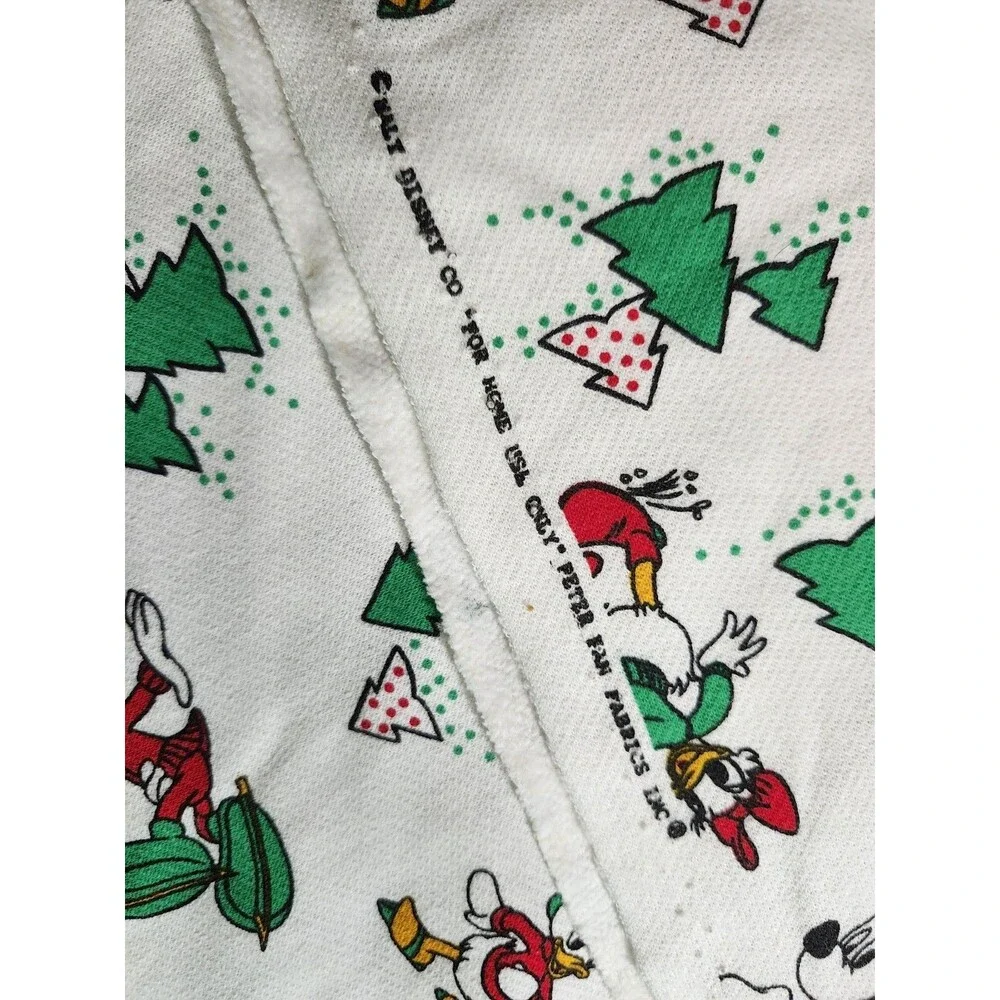 Vintage Disney Christmas Fabric 2 Yards Mickey Donald Peter Pan Cotton Blend